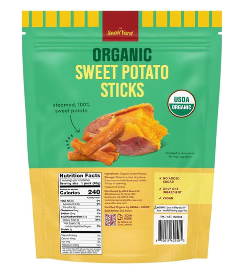 Generic 6 Pack, 17 oz The Snack Yard Organic Sweet Potato Sticks, USDA Certified, Vegan, No Added Sugar, Total