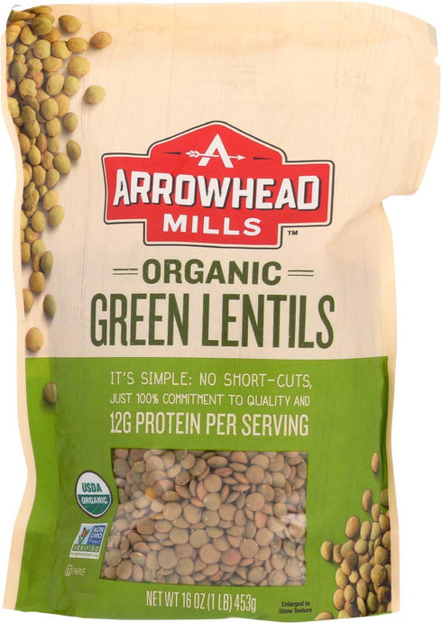 Arrowhead Mills Organic Green Lentils -- 16 oz - 2 pc