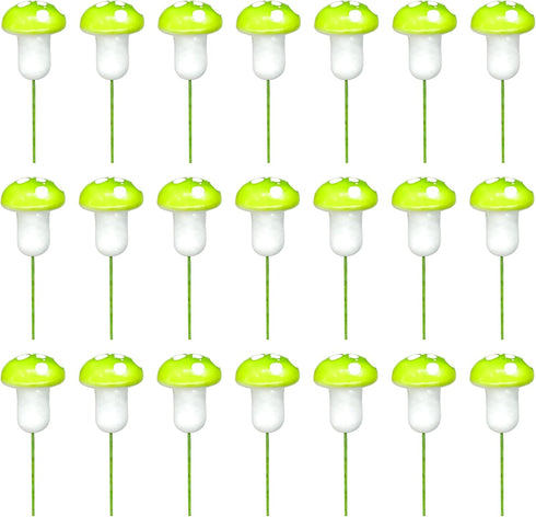 LcingTify 30 PCS Mushroom Cupcake Toppers Green Foam Mushroom Cupcake Picks Mini Mushroom