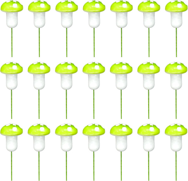 LcingTify 30 PCS Mushroom Cupcake Toppers Green Foam Mushroom Cupcake Picks Mini Mushroom