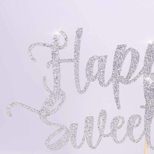 Happy Sweet 16 Cake Topper - Cheers to 16 Years, Happy 16th Birthday Decoration for Sweet Sixteen / 16th Anniversary
