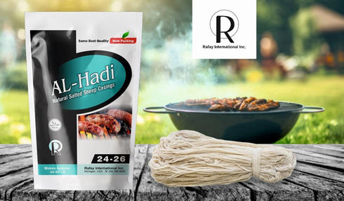 Al-Hadi 296ft (90m) 24-26 mm (90 HALAL Natural Sheep sausage Casings Edible Casings for Authentic Sausage Making