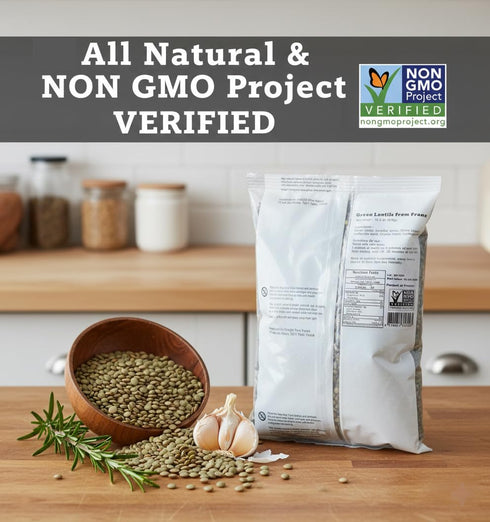 30 Oz Straight from France Genuinely French, Non GMO Certified French Green Lentils, All Natural Bulk Dry Lentils, Rich