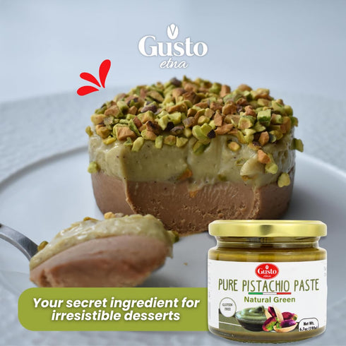 100% 6.7 oz (190 GUSTO ETNA Pure Sicilian Pistachio Paste, Pistachios, Unsweetened, No Added Sugar & Artificial Colors