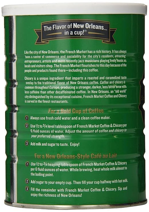 French Market Coffee & Chicory Decaffeinated Medium-Dark Roast Ground Coffee, 12oz Can (Pack of 1)