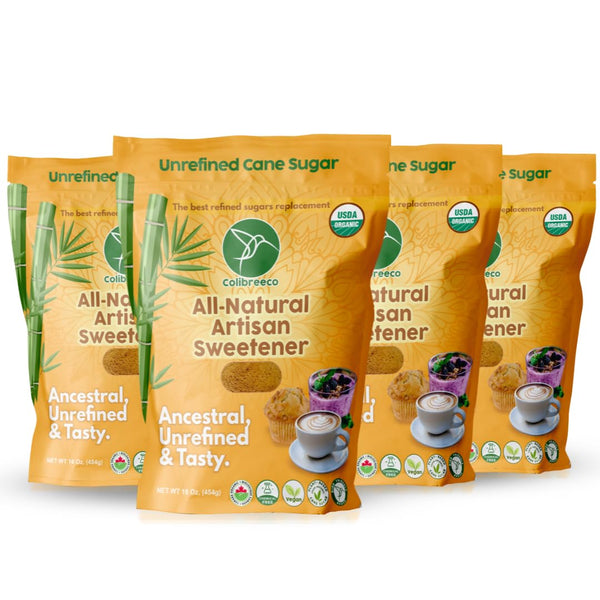 Colibreeco, Organic Unrefined Cane Sugar, 1 Pound (Pack of 4): Perfect for