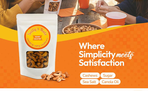 Sally's Nuts (8oz, - Premium Hand Crafted Sweet & Salty Nuts - Vegan, Gluten Free, Preservative Free, Certified Kosher