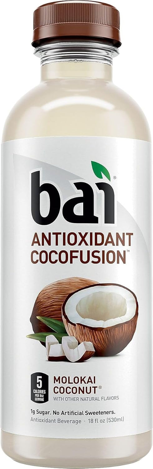 Bai Cocofusions Molokai Coconut, Antioxidant Infused Beverage, 18 Fl. Oz. Bottles (Pack