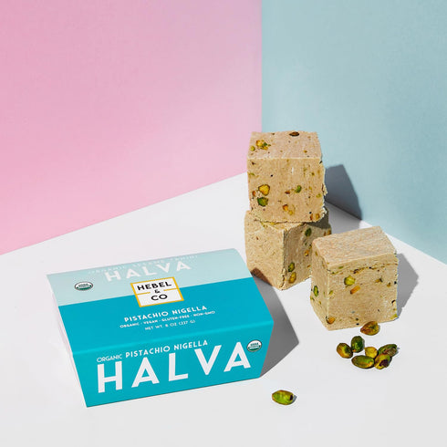 8 oz HEBEL & CO Pistachio Nigella Halva - | Certified USDA Organic, Gluten Free, Kosher & Vegan
