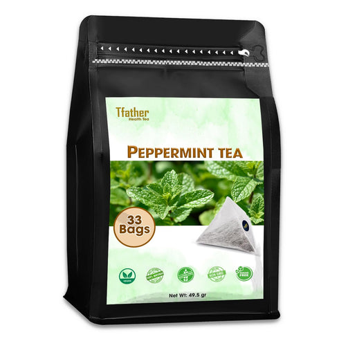 TFATHER Peppermint (Mint) Tea Bags Pyramid with String - Strong Taste of Menthol - Premium Peppermint Leaves (Mentha