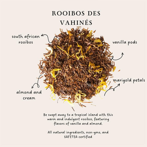Palais des Thés Tahitian Rooibos - Caffeine-Free Rooibos Tea with Vanilla & Almond, 20 Bags