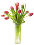 KaBloom - Bouquet of 10 Red Tulips with Vase - Fresh Flowers