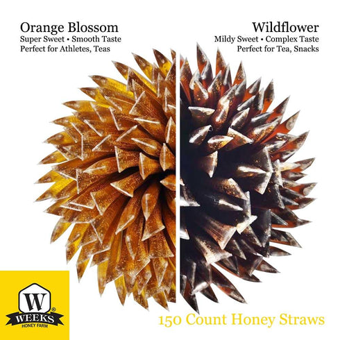 150 Count Pure Orange Blossom Honey Straws - Raw & Unfiltered