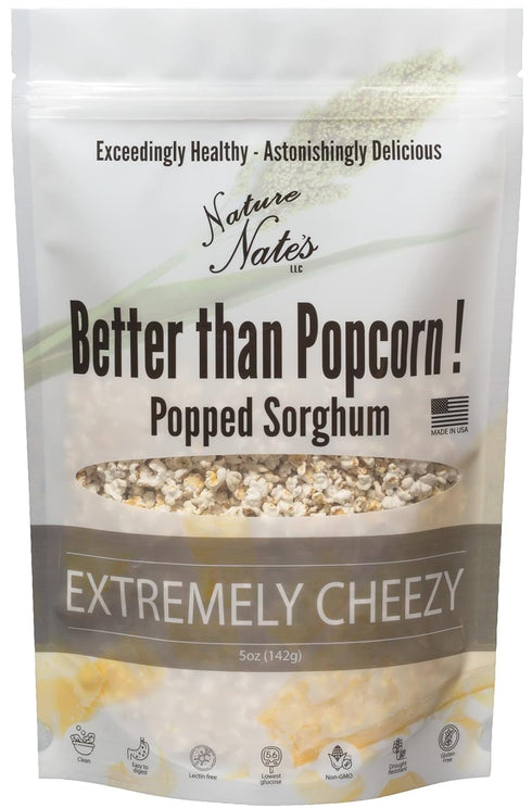 Nature Nate's Extremely Cheezy Popped Sorghum, 5 oz, Gluten Free Snacks, Made In USA