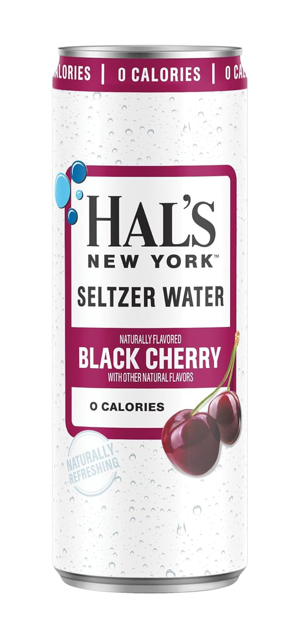 Oasis Snacks Hals New York Seltzer Water, Black Cherry Sparkling Water, 12 Fl Oz