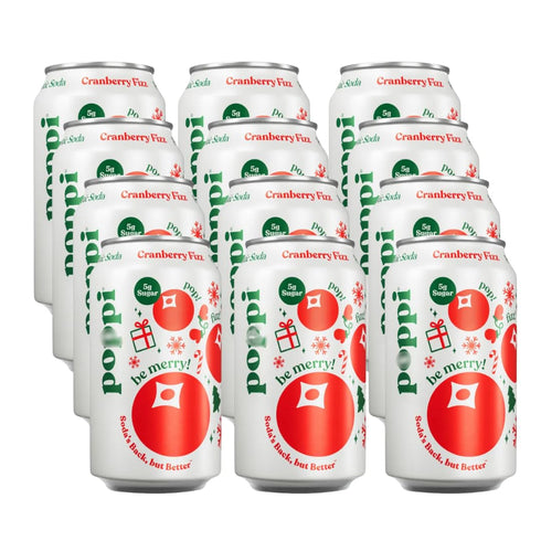 Generic Prebiotic Soda Cranberry Fizz, 12 fl oz Cans, 12 Pack Refreshing Sparkling