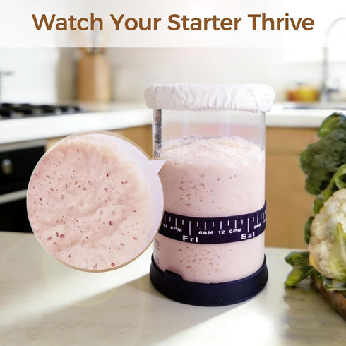 BRIRILINE 34 oz 5 (34oz-2pack) Pro Sourdough Bread Starter Kit - sourdough jar with unique features for the perfect