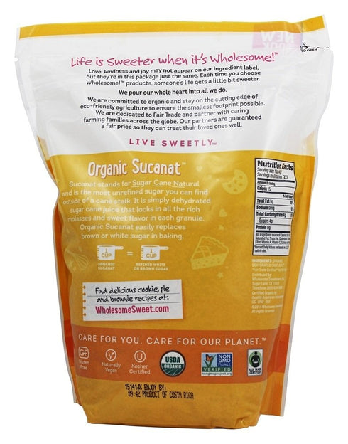 32 OZ, 3 WHOLESOME SWEETENERS SUCANAT ORG FTC, PK