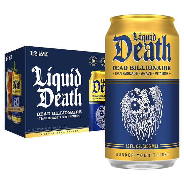 Liquid Death Iced Tea - Dead Billionaire (Black Tea/Lemonade), Less Sugar*, Boost