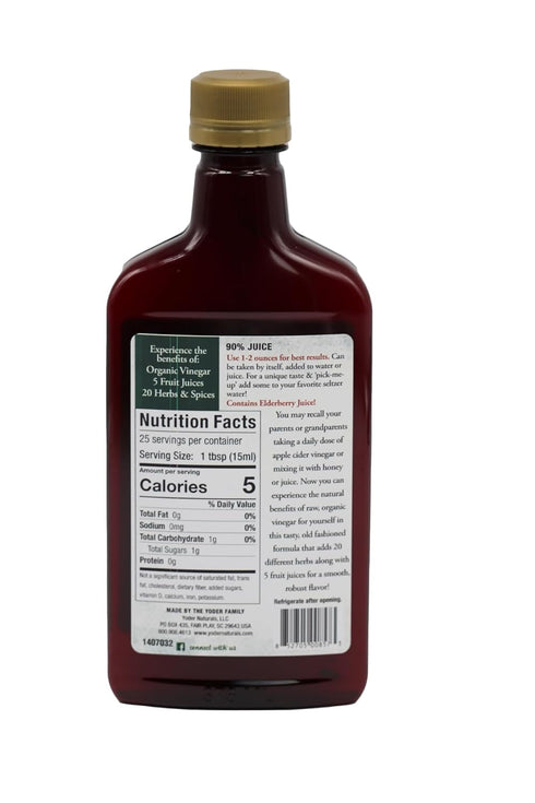 12.5 oz, Yoders Good Health Recipe Apple Cider Vinegar Liquid Complex, Amish Harvest Herbal Tonic with Elderberry