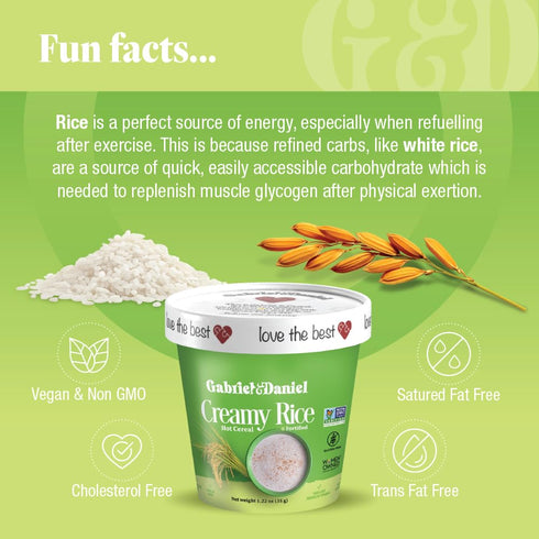 (Pack 6) Gabriel & Daniel Creamy Rice Hot Cereal Cup Non-GMO, Pure and Organic Gluten Free Cereal Rich in Iron