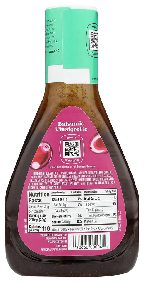 16 oz (Pack 6) Newman's Own Balsamic Vinegar Salad Dressing