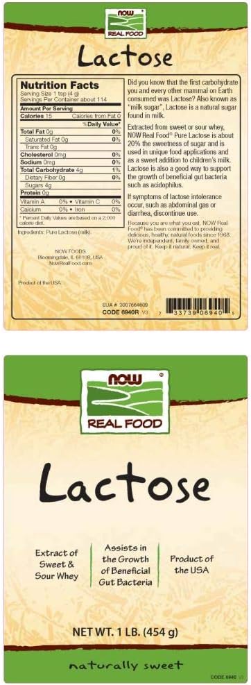 1 lb (Pack 5) Now Foods Lactose Milk Sugar
