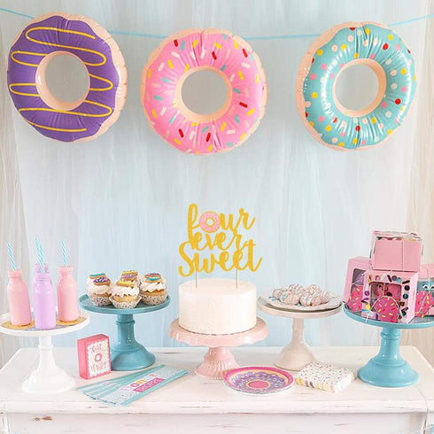 XXDecor 4th 4th Donut Birthday Cake Topper Gold Glitter Donut Fourever Sweet Cake Decor Donut Grow Up/Too Sweet/Forever