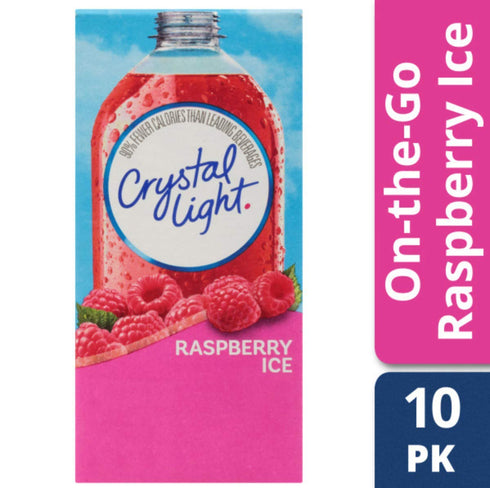 (10 Packets) Crystal Light Sugar-Free Raspberry Ice Drink Mix On-the-Go