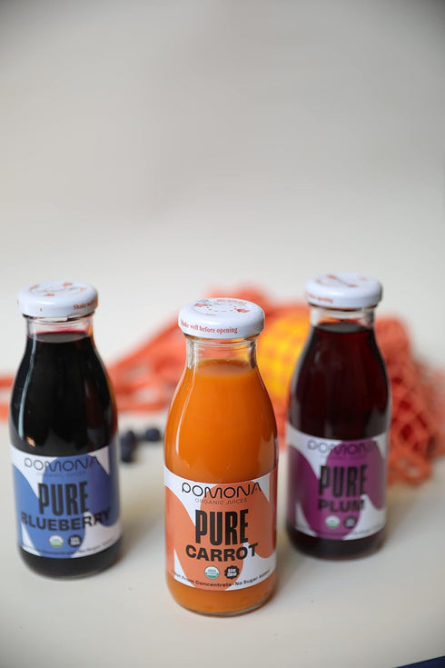 8.4 (Pack 12) Pomona Organic Juices Pure Blueberry Juice, Cold Pressed Organic Juice, Non-GMO, No Sugar Added, Not from