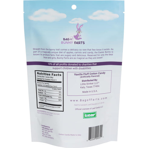 Bag of Bunny Farts Vanilla Cotton Candy - Funny Easter Basket Stuffer, Unique Birthday Gift, 3 ounces
