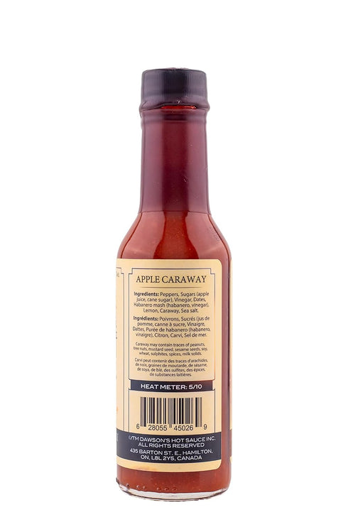 5 oz (1-Pack) Apple Caraway By Dawson's Hot Sauce, Mild Hot Sauce With Flavors Of Habanero Mash, Lemon, Apple Juice