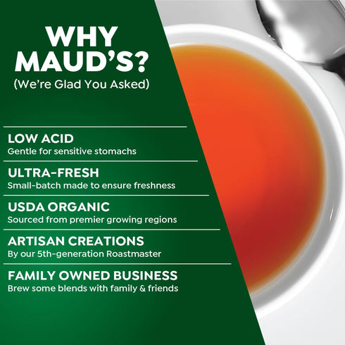 Maud's Organic Peppermint Tea Pods, 24 ct Recyclable Single Serve Pods, Compatible with Keurig K Cups