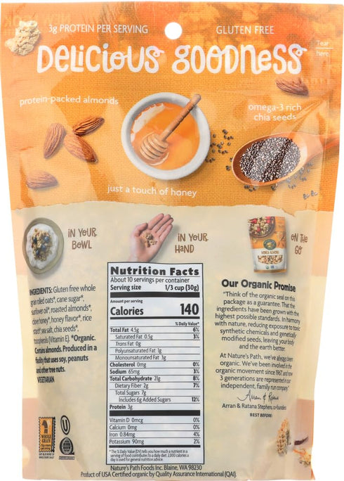 11 oz 2 Nature's Path Organic Granola Gluten Free Honey Almond with Chia -- - pc