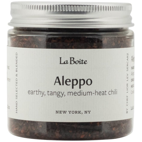 La Boite - ALEPPO CHILI, Single Origin Spice earthy, tangy, medium-heat chili - Great for seasoning and finishing grilling, roasting, beef, chicken, ribs, marinades vegetables, salads - 2.0 oz.