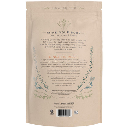 Harney & Sons Ginger Turmeric Tea - Bag of 50 Sachets with Apple, Ginger, Lemongrass, Hibiscus