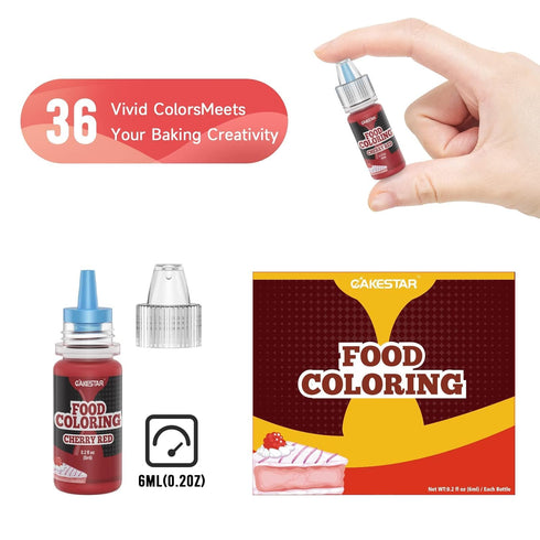 36 6ml/bottle Cakestar Food Coloring Liquid, Vibrant Food Coloring for Slime, Upgraded Food Dye Concentrated Neon Food