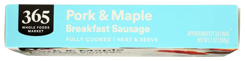 365 by Whole Foods Market 7 oz, Frozen , Breakfast Pork & Maple Sausage Links