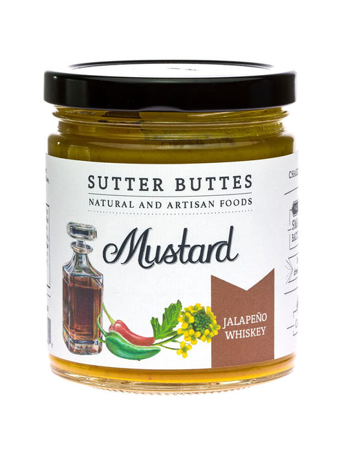 Sutter Buttes 4 Gourmet Mustard Trio Gift Box - Honey, Jalapeno Whiskey & Amber Beer Mustards - Ounce Jar of Each