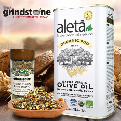 2 oz. Pack 2 The Grindstone, Organic Tuscany bread dipping mix, perfect seasoning spice with extra virgin olive oil