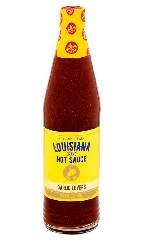 "LOUISIANA" Brand 6 OZ (Pack 3) Louisiana Brand Hot Sauce, Garlic Lovers Hot Sauce, FL Glass Bottle