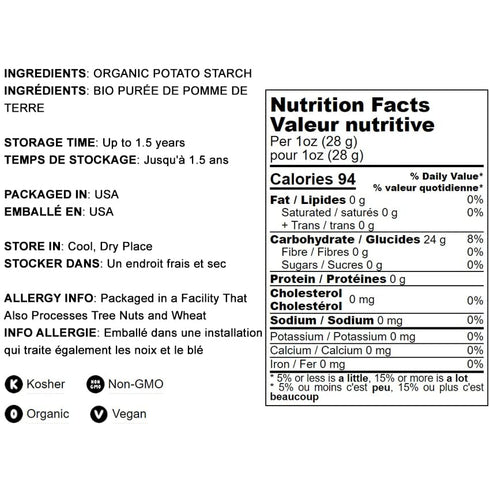 2 Food to Live Organic Potato Starch, Pounds - Unmodified Powder, Non-GMO, Pure Flour, Kosher, Vegan, Bulk, Great