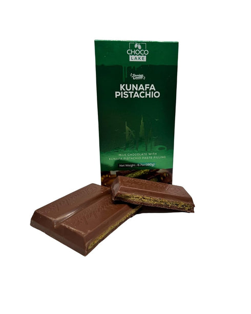 Choco Lake Dubai Chocolate Kunafa Pistachio Bar - Kunafa Pistachio Milk Chocolate Bar, 6.7
