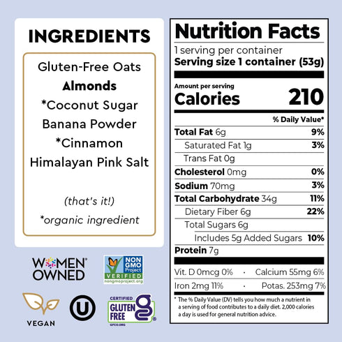 12 Pack Mylk Labs Banana Nut Protein Oatmeal Cups, Whole Grain, Low Sugar, High Fiber Breakfast with Low Sodium, Quick
