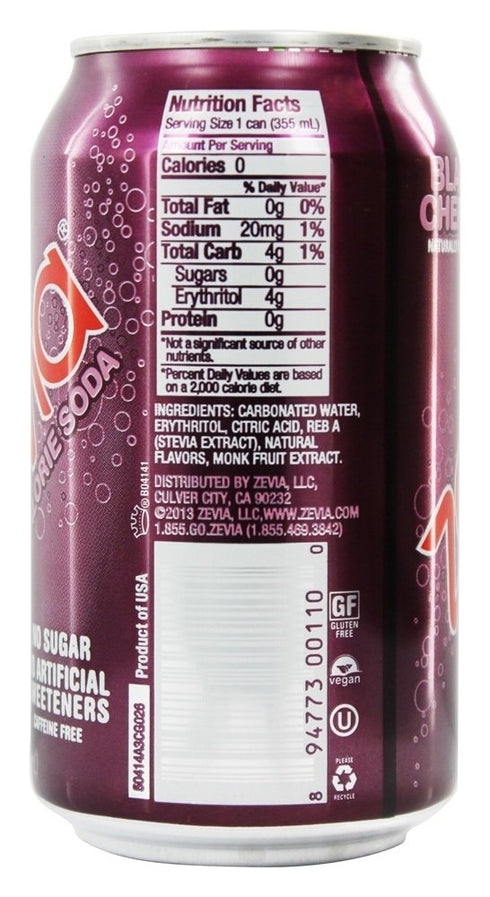 (4x6/12 OZ) Zevia Natural Black Cherry Diet Soda