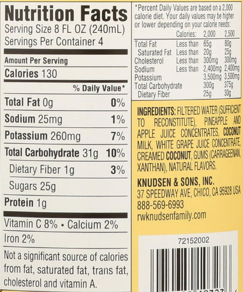 32 fl.oz (Pack 6) Knudsen Juice, Pineapple Coconut