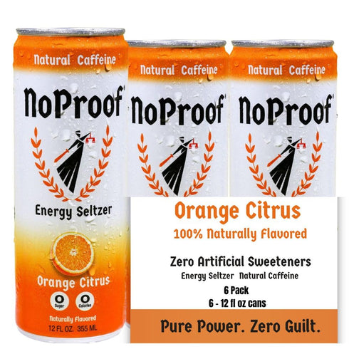 NoProof Energy Seltzer, Orange Citrus- 100% Naturally Flavored, Natural Green Tea Caffeine +