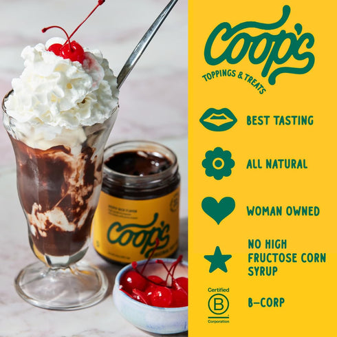 10 (Pack 3): Coop's Original Hot Fudge, Ounce of All Natural, Gourmet, Handcrafted, Gluten Free, Non-GMO, Chocolate Ice