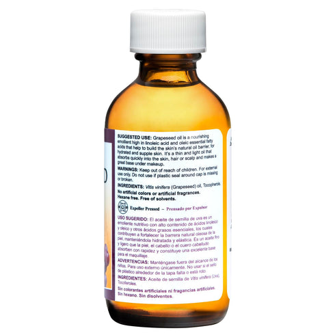 2 OZ. (59 mL) De La Cruz Grapeseed Oil - Natural Expeller Pressed Grapeseed Oil for Skin and Hair - Lightweight Body