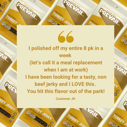 Pack Pack (5) 8 PREVAIL Beef & Turkey Jerky Variety - Low Sodium and Gluten-free! I Original Beef, Spicy, Umami